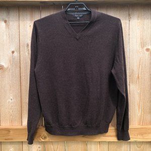 Garret Scott Extra Fine Merino Wool Sweater V-Neck Pullover Brown Men's Size XXL